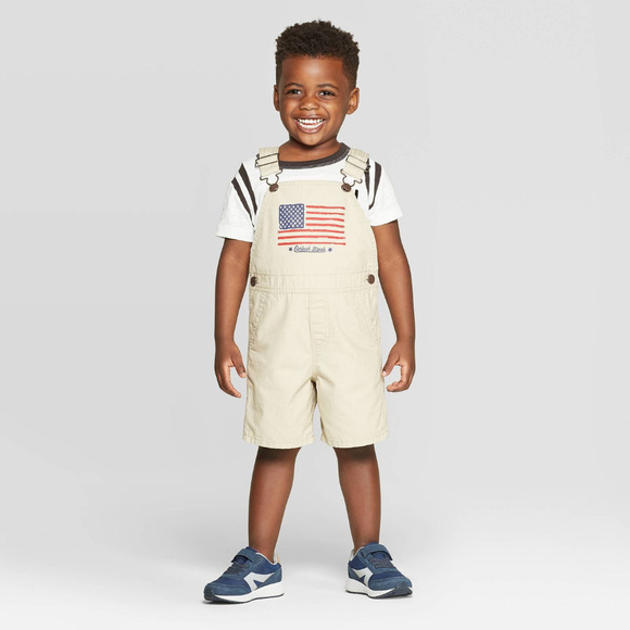 OshKosh B'gosh Other - Oshkosh B'gosh 18 Months Baby Boy Shortalls American Flag July 4th Patriotic